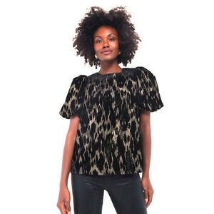 Tuckernuck Pomander Place Black Velvet Gold Burnout Lyla Blouse Top